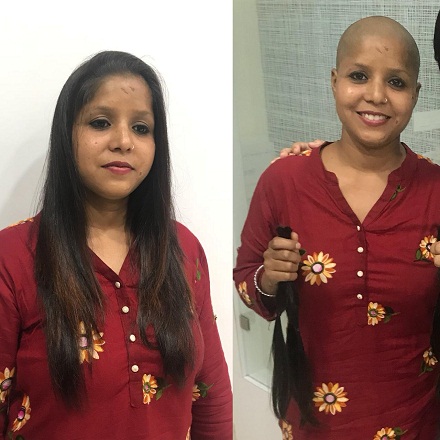 मुंडन करा के बाल दान किए कैंसर पीड़ितों के लिए