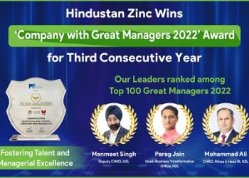 हिंदुस्तान जिंक लगातार तीसरी बार कंपनी विद ग्रेट मैनेजर्स से पुरस्कृत